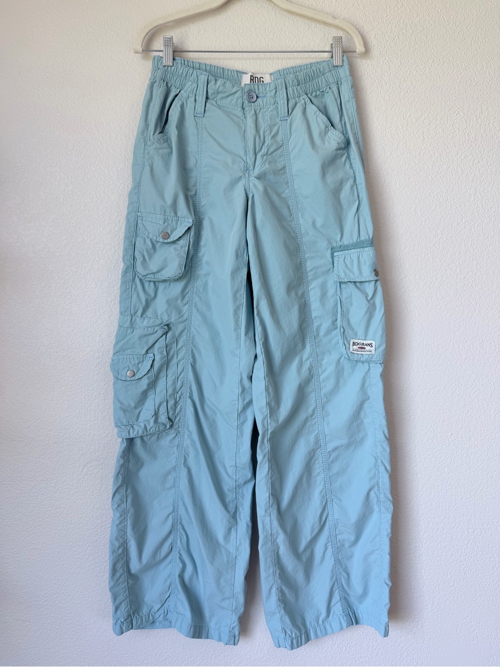 BDG Y2K Wide Leg Cargo Pants Light Blue Cotton Utility XS